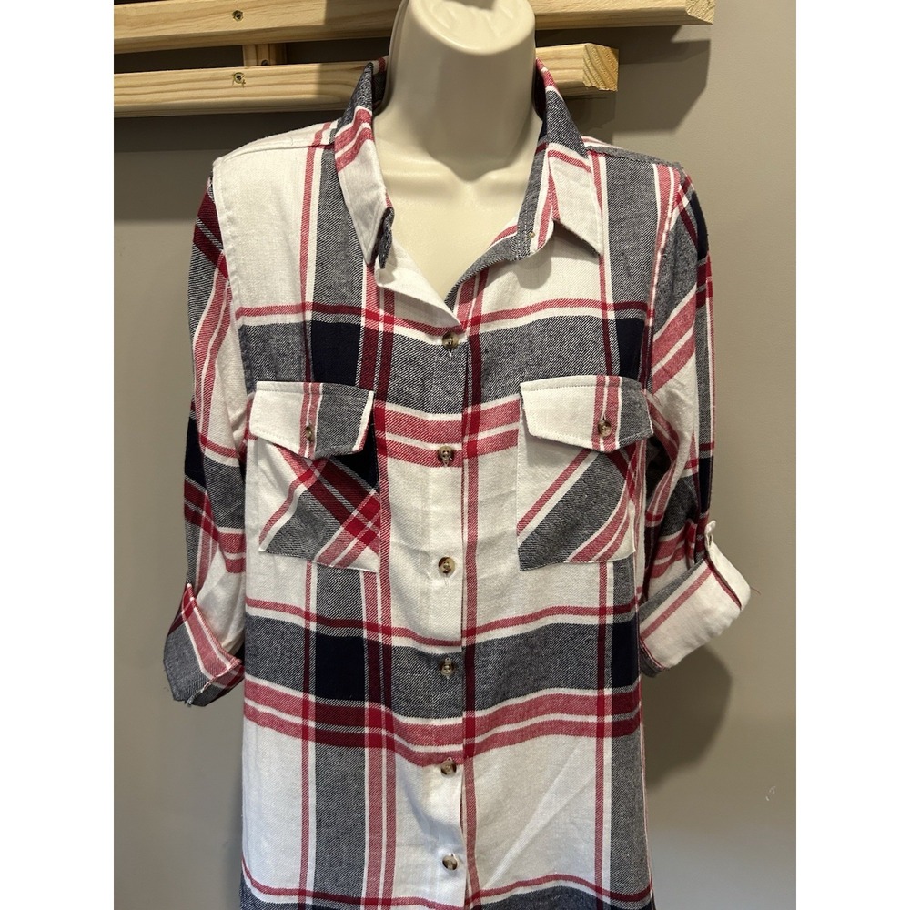 Passport Ladies Plaid Button Down